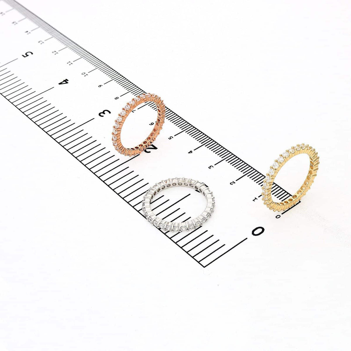 0.90CTW CZ 14K Gold White 2mm Eternity Ring