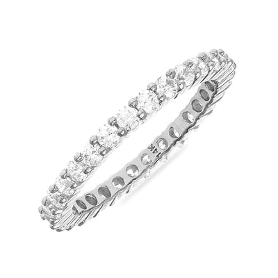 0.90CTW CZ 14K Gold White 2mm Eternity Ring