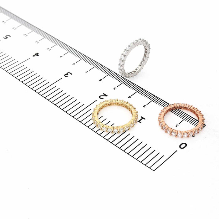 1.20CTW CZ 14K Gold White 2.5mm Eternity Wedding Ring