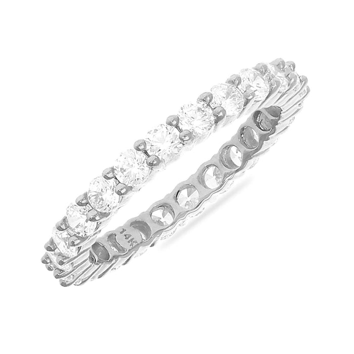 1.20CTW CZ 14K Gold White 2.5mm Eternity Wedding Ring