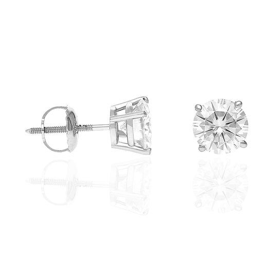 Charles & Colvard Forever One Moissanite 14K White Gold Brilliant Stud Earrings