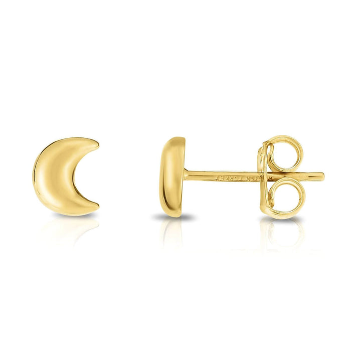 14K Yellow Gold 6mm Half Moon Fancy Stud Earrings