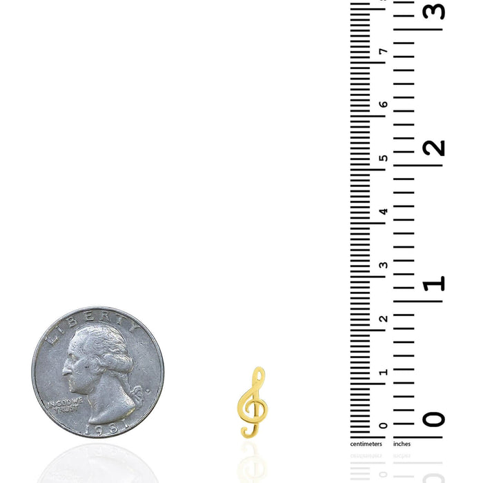 14K Yellow Gold 6mm x 14mm Shiny Treble Clef Push Back Stud Earrings