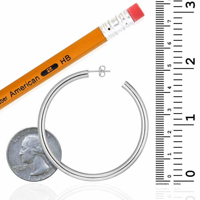 14K Yellow White Rose Gold 4mm x 60mm Push Back Half Hoop Stud Earrings