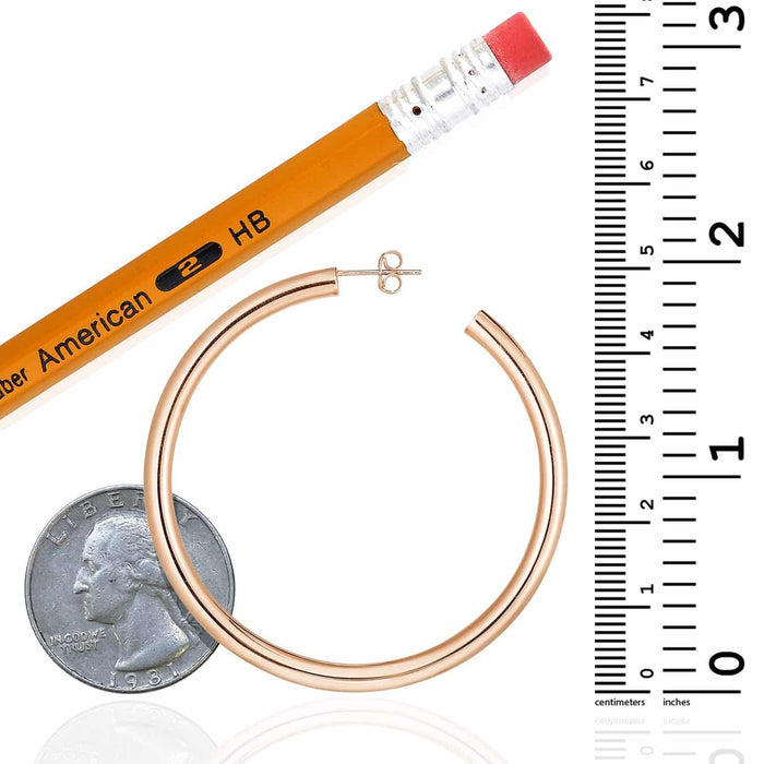 14K Yellow White Rose Gold 4mm x 60mm Push Back Half Hoop Stud Earrings