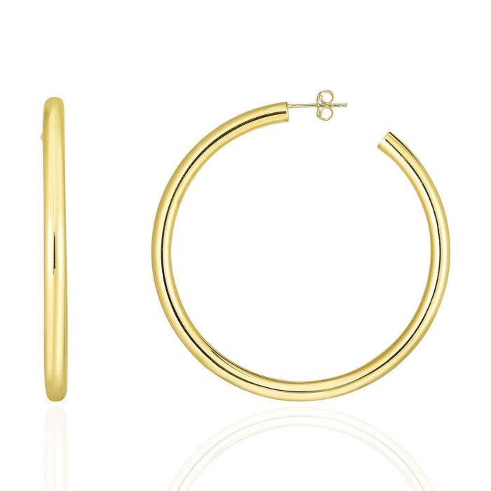 14K Yellow White Rose Gold 4mm x 60mm Push Back Half Hoop Stud Earrings