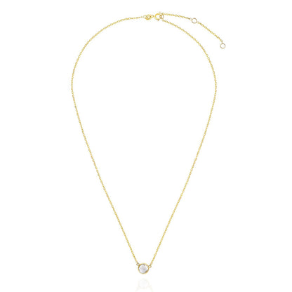 14K Yellow Gold 1Ct Bezel Set Colored Gem Birthstone Necklace Chain 15"-17"