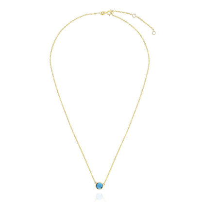 14K Yellow Gold 1Ct Bezel Set Colored Gem Birthstone Necklace Chain 15"-17"