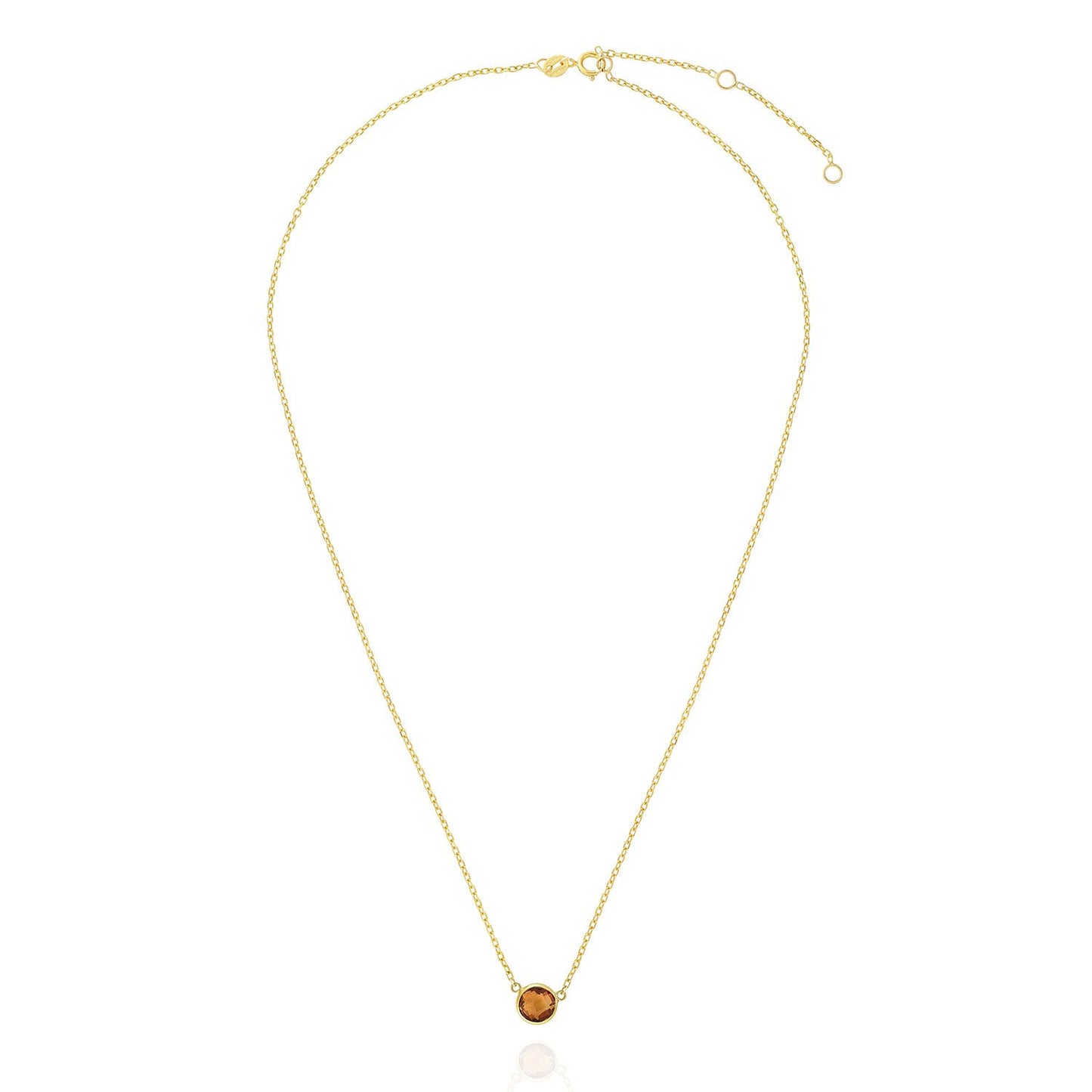 14K Yellow Gold 1Ct Bezel Set Colored Gem Birthstone Necklace Chain 15"-17"