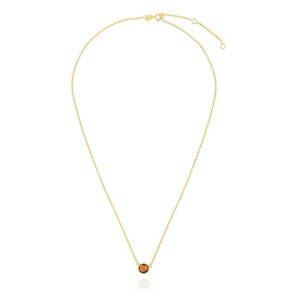 14K Yellow Gold 1Ct Bezel Set Colored Gem Birthstone Necklace Chain 15"-17"