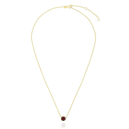 14K Yellow Gold 1Ct Bezel Set Colored Gem Birthstone Necklace Chain 15"-17"