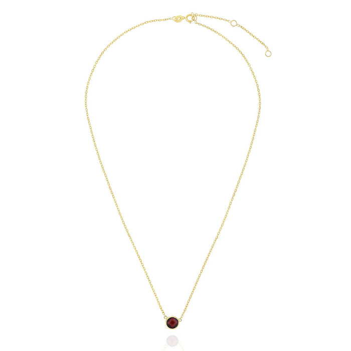 14K Yellow Gold 1CT Bezel-Set Colored Gem Birthstone Necklace (Solid Links) 15"-17" Adjustable