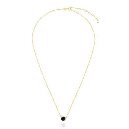 14K Yellow Gold 1Ct Bezel Set Colored Gem Birthstone Necklace Chain 15"-17"