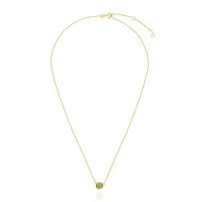 14K Yellow Gold 1Ct Bezel Set Colored Gem Birthstone Necklace Chain 15"-17"