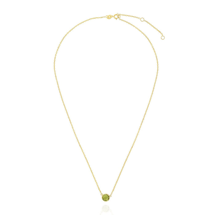 14K Yellow Gold 1CT Bezel-Set Colored Gem Birthstone Necklace (Solid Links) 15"-17" Adjustable