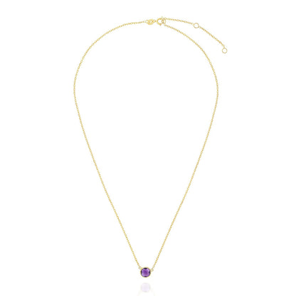 14K Yellow Gold 1Ct Bezel Set Colored Gem Birthstone Necklace Chain 15"-17"