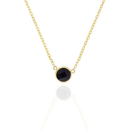 14K Yellow Gold 1Ct Bezel Set Colored Gem Birthstone Necklace Chain 15"-17"