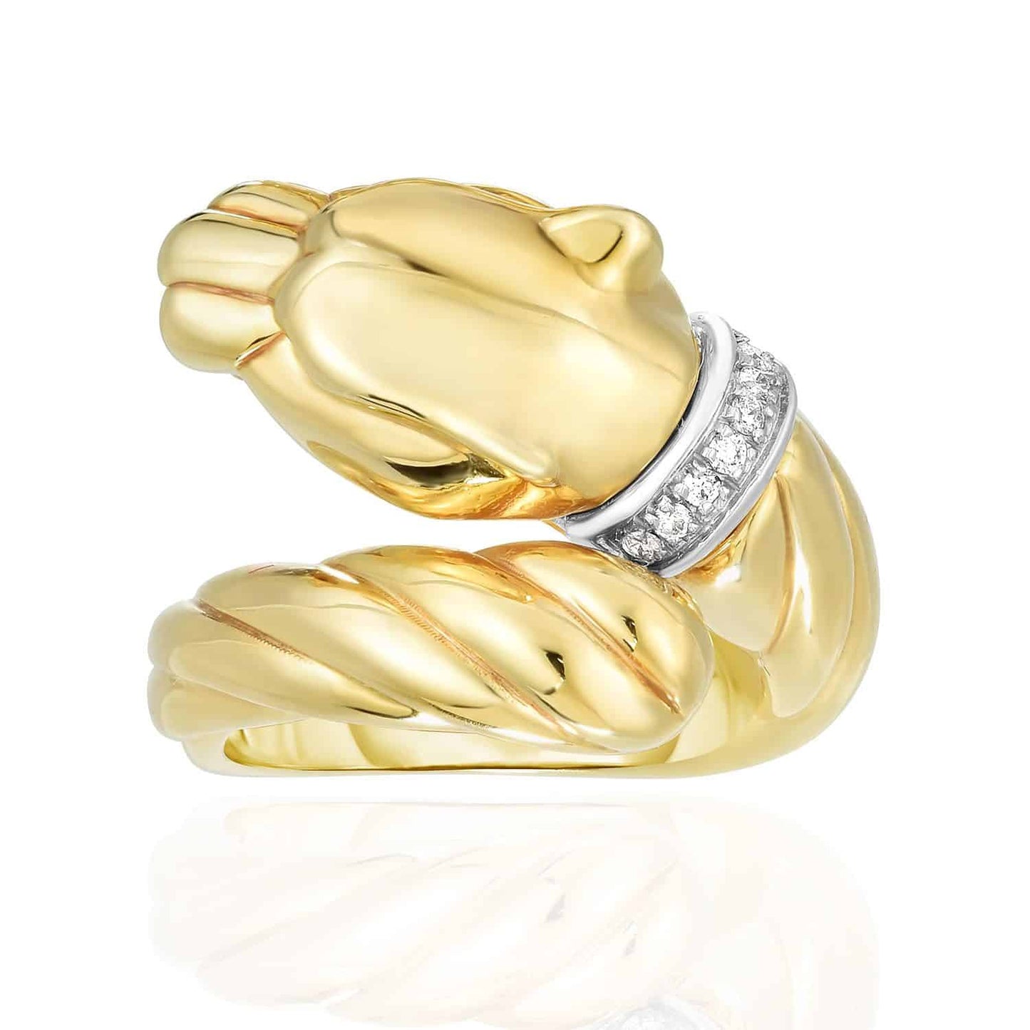 0.10CTW Real Diamond 14K Real Gold Bypass Panther Ring