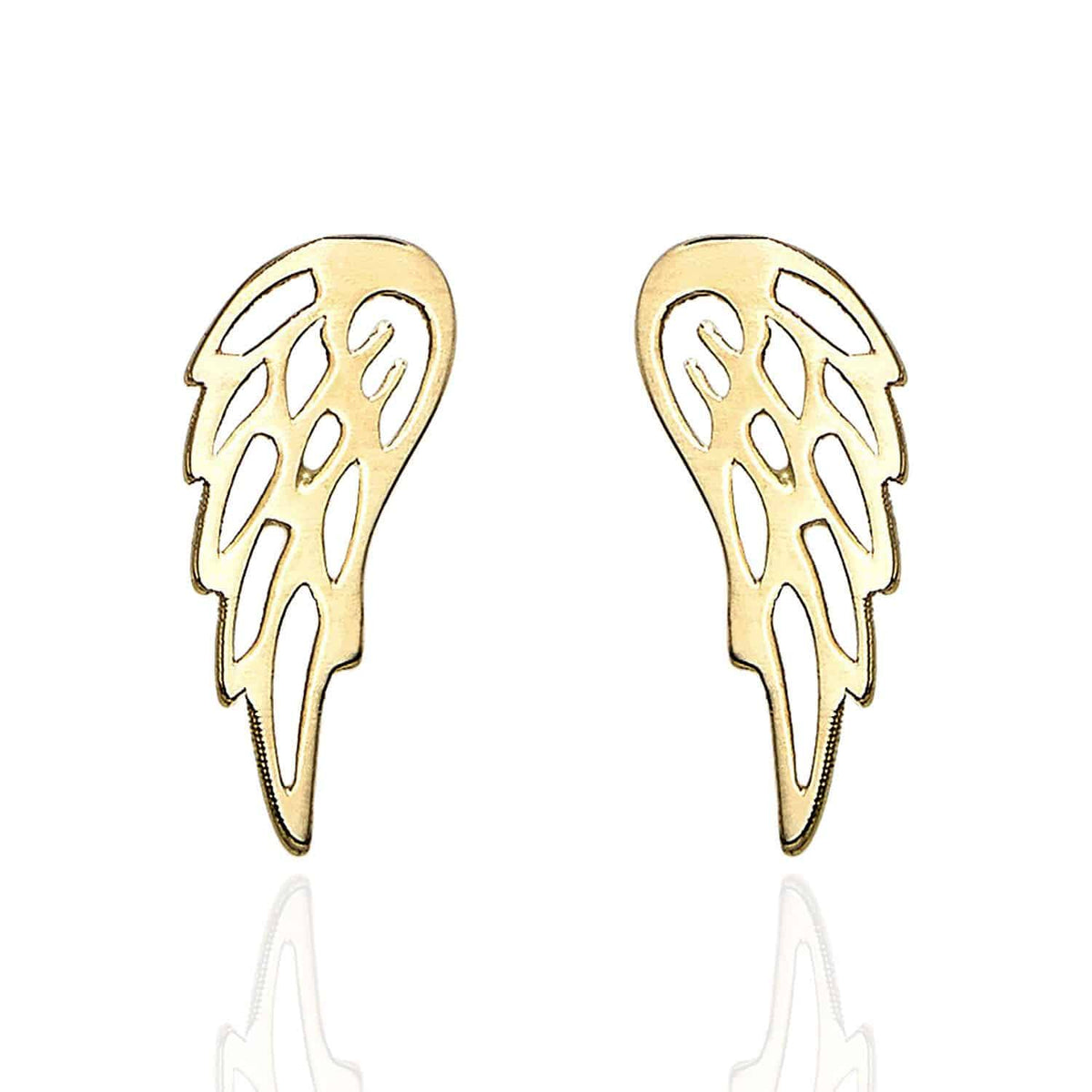 14K Yellow Gold 4.5mm x 10.5mm Wing Push Back Stud Earrings