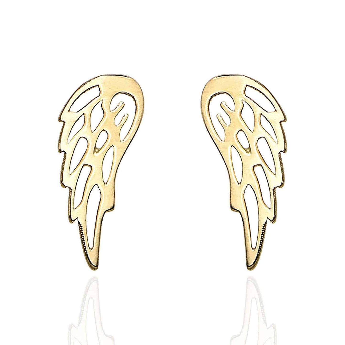 14K Yellow Gold 4.5mm x 10.5mm Wing Push Back Stud Earrings
