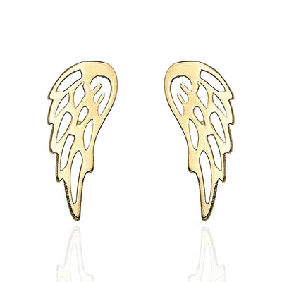 14K Yellow Gold 4.5mm x 10.5mm Wing Push Back Stud Earrings
