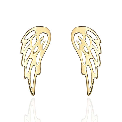 14K Yellow Gold 4.5mm x 10.5mm Wing Push Back Stud Earrings