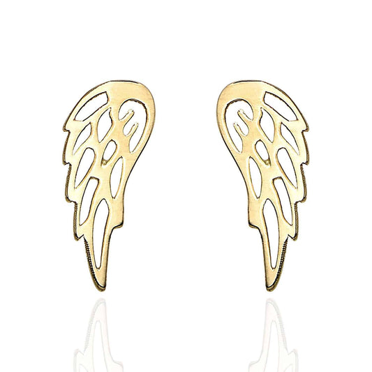 14K Yellow Gold 4.5mm x 10.5mm Wing Push Back Stud Earrings
