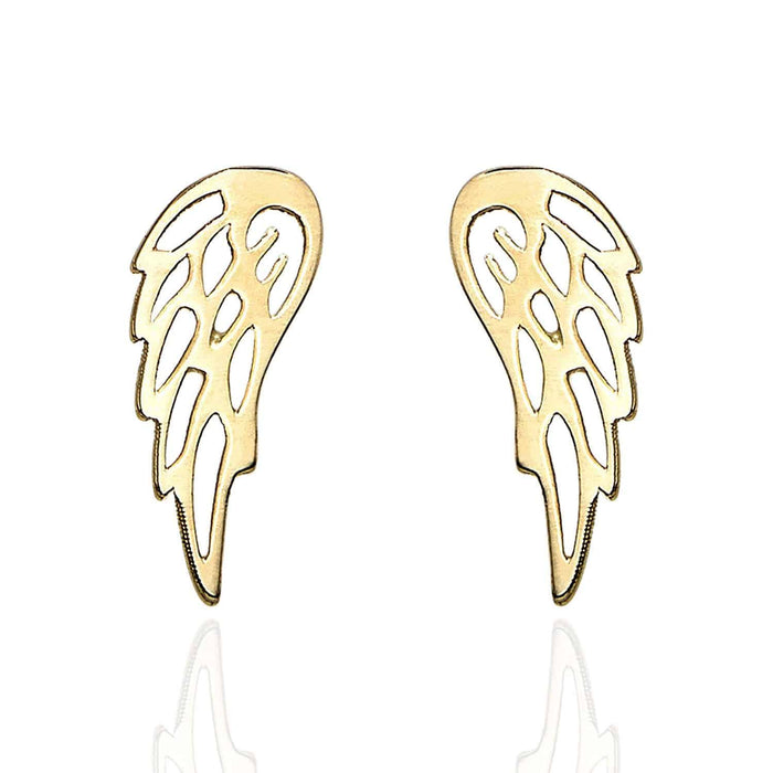 14K Yellow Gold 4.5mm x 10.5mm Wing Push Back Stud Earrings