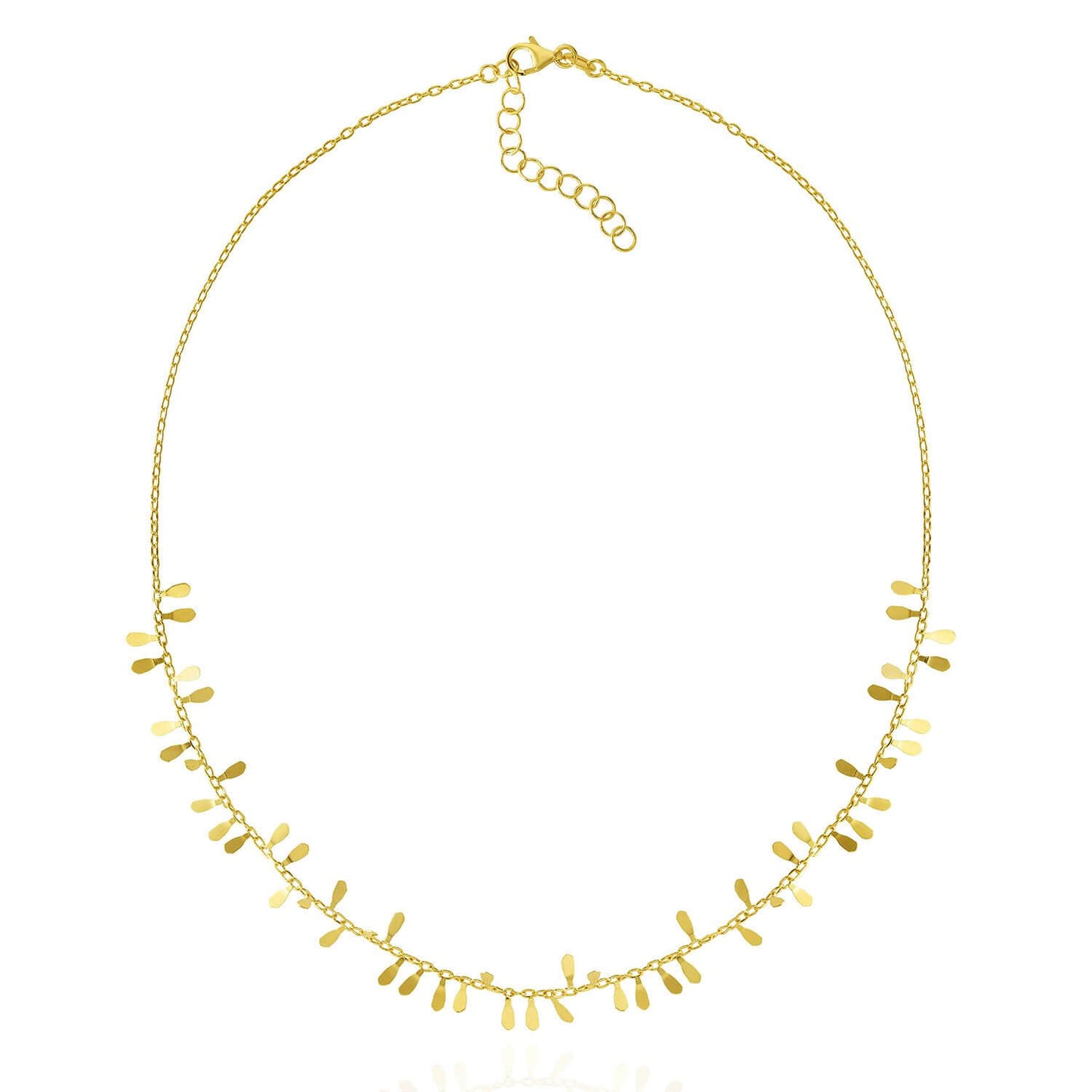 14K Yellow Gold Cable Petal Necklace Adjustable 16"-18"