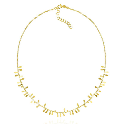 14K Yellow Gold Cable Petal Necklace Adjustable 16"-18"