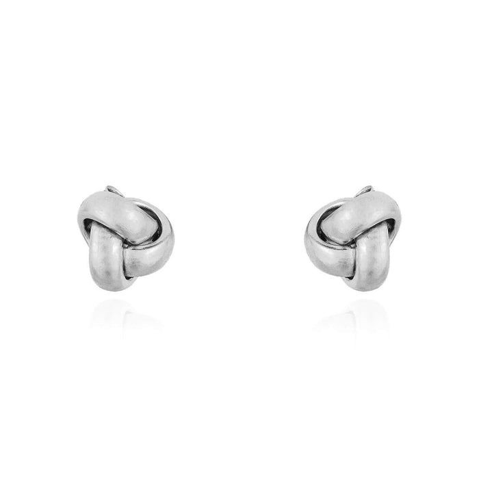 14K Yellow White Rose Gold One Row Love Knot Push Back Stud Earrings