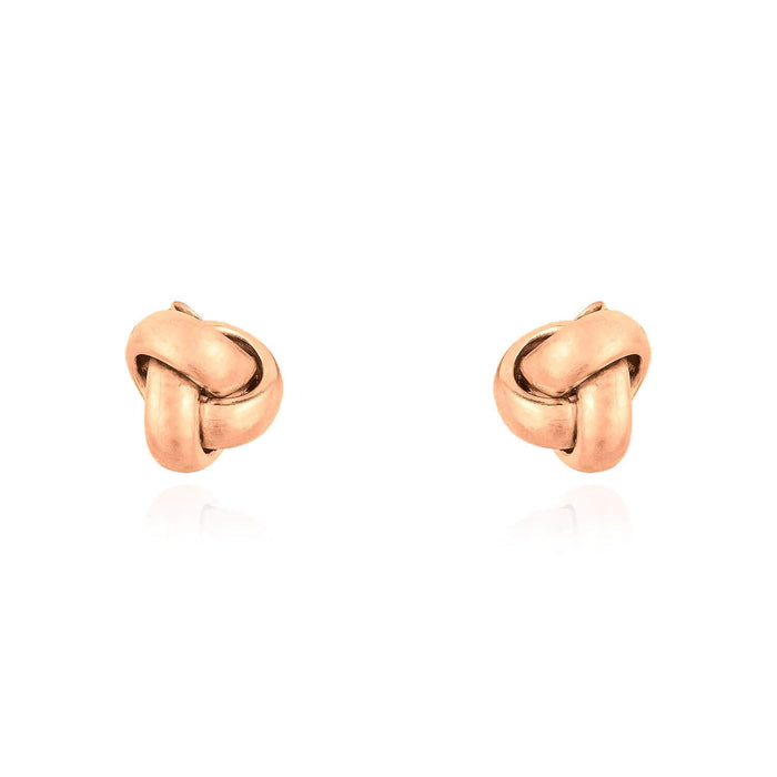 14K Yellow White Rose Gold One Row Love Knot Push Back Stud Earrings