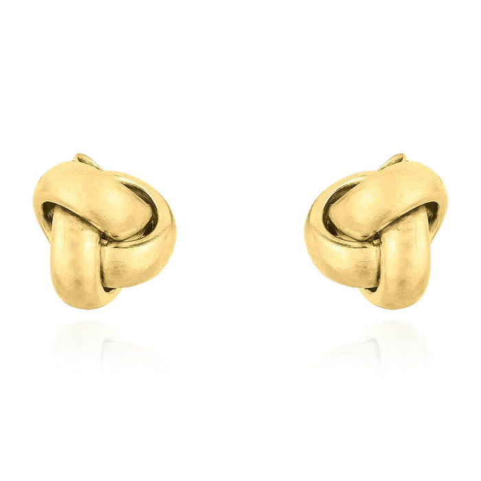14K Yellow White Rose Gold One Row Love Knot Push Back Stud Earrings