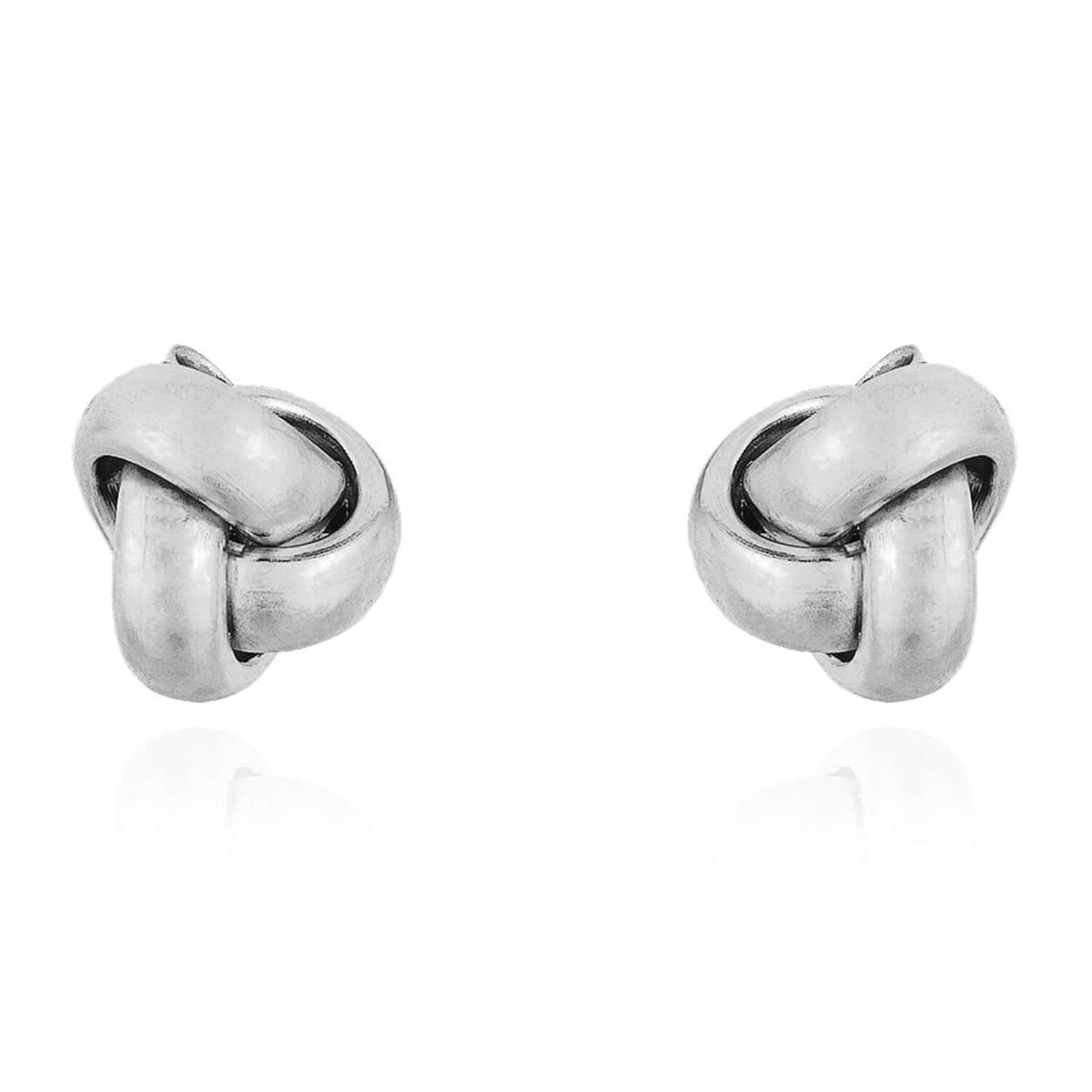 14K Yellow White Rose Gold One Row Love Knot Push Back Stud Earrings