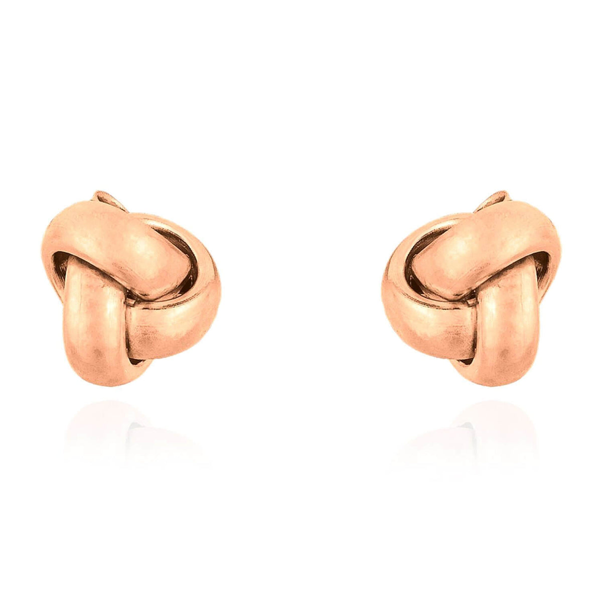 14K Yellow White Rose Gold One Row Love Knot Push Back Stud Earrings