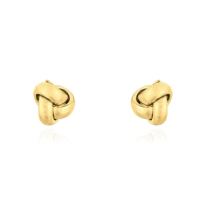 14K Yellow White Rose Gold One Row Love Knot Push Back Stud Earrings