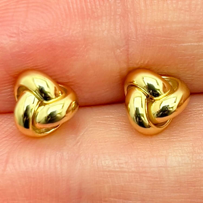14K Yellow White Rose Gold One Row Love Knot Push Back Stud Earrings