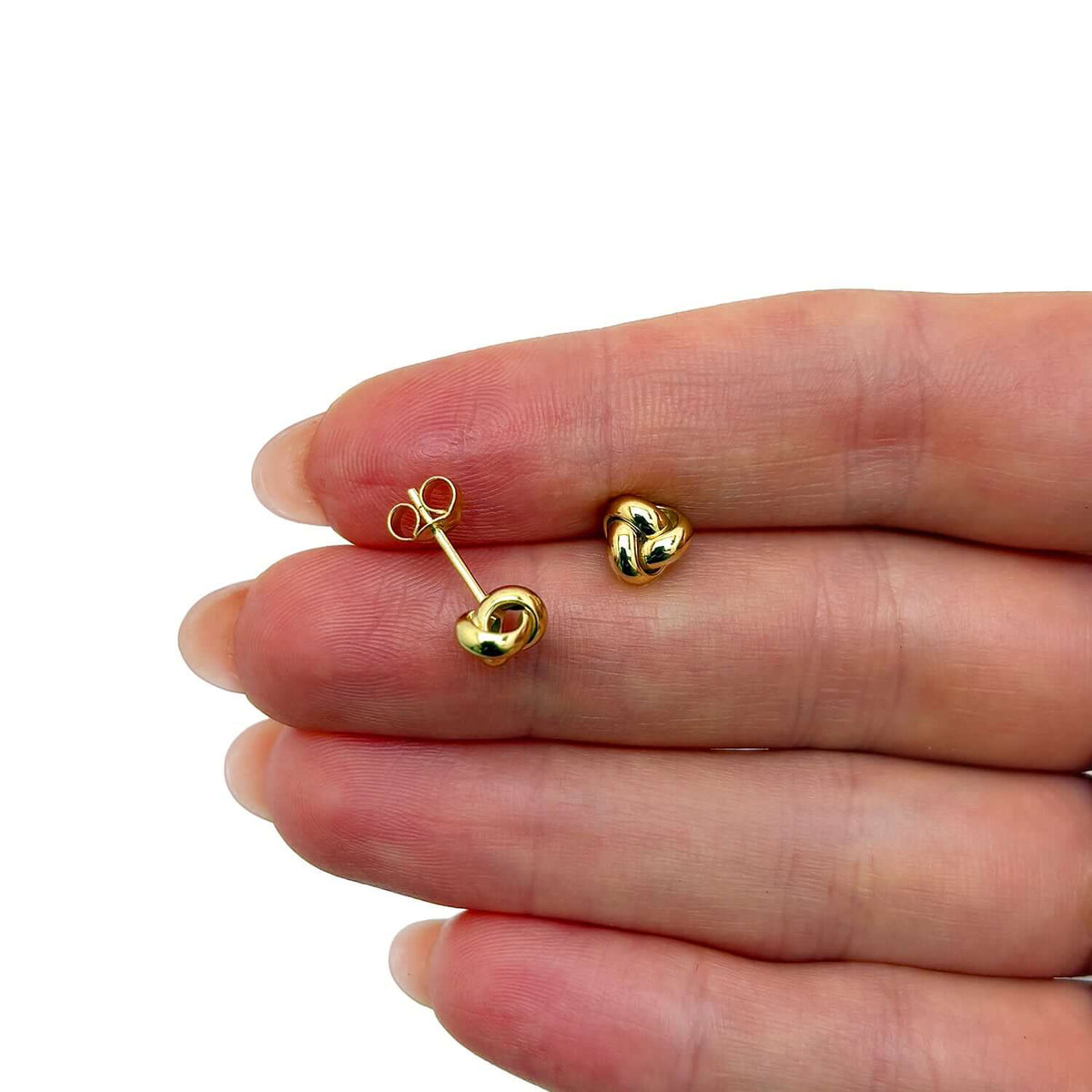 14K Yellow White Rose Gold One Row Love Knot Push Back Stud Earrings