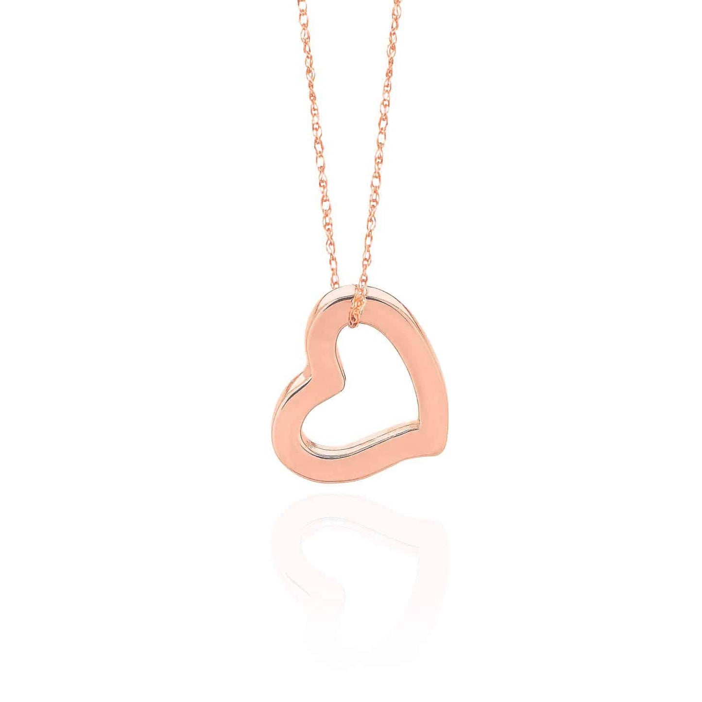 14K Real Gold Yellow, White, Rose Rope Open Heart Pendant Necklace 18"