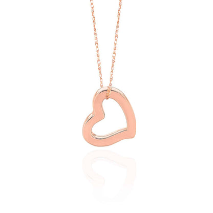 14K Real Gold Yellow, White, Rose Rope Open Heart Pendant Necklace 18"