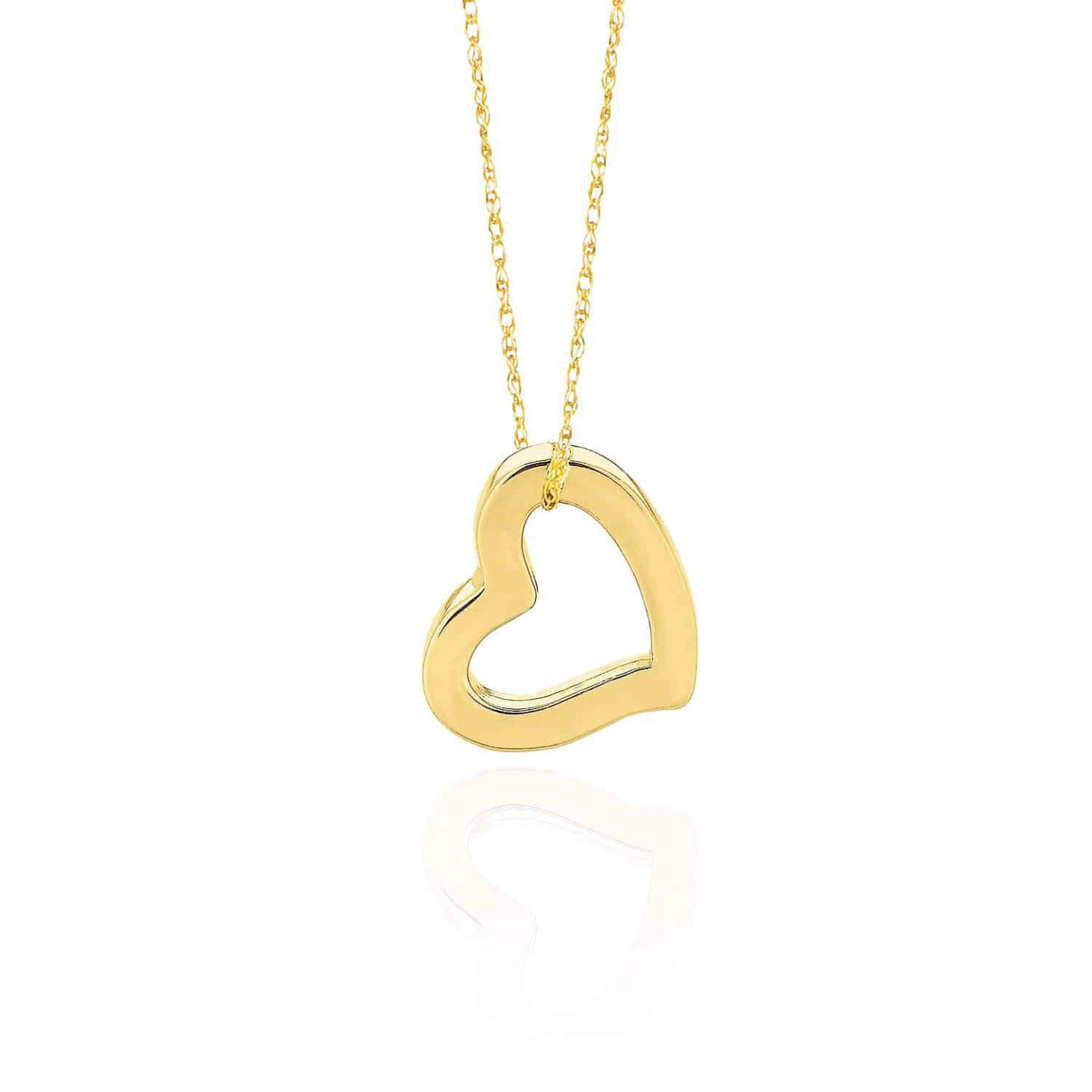 14K Real Gold Yellow, White, Rose Rope Open Heart Pendant Necklace 18"