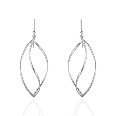 925 Sterling Silver Twisted Teardrop Earrings 2.1"