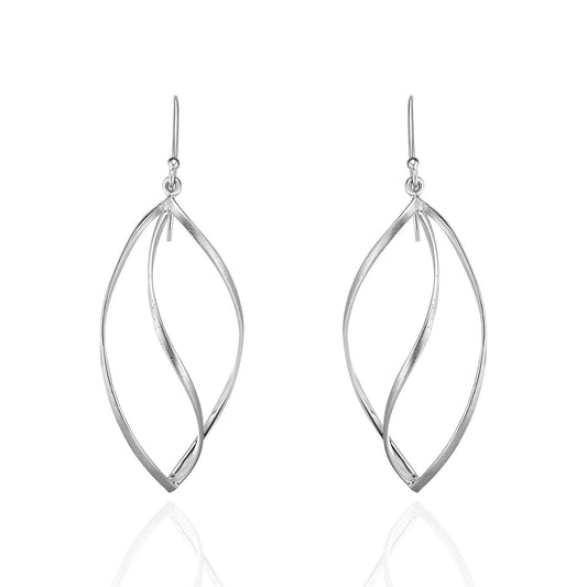 925 Sterling Silver Twisted Teardrop  Earrings 2.1"