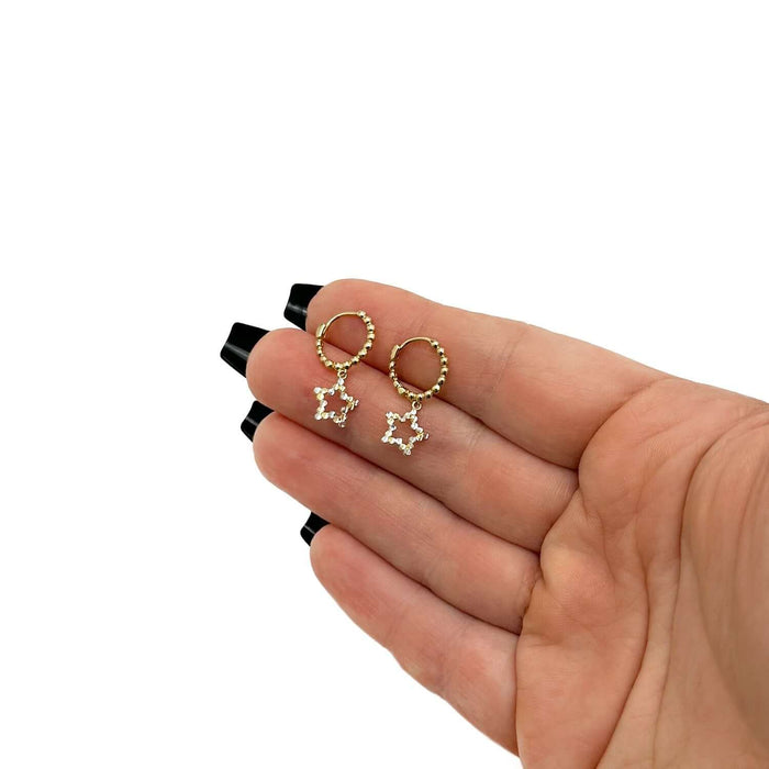 14K Yellow White Gold Diamond-Cut Open Heart Earrings With Endless Clasp