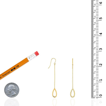 14K Yellow Gold 64mm Diamond Cut Open Tear Drop  Euro Wire Clasp Earrings