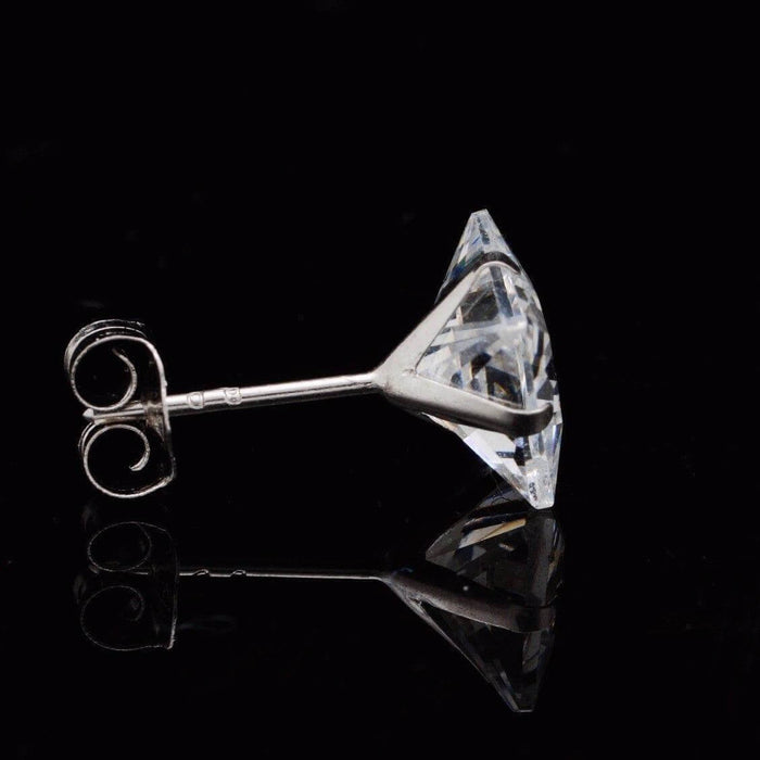 1Ct CZ 14K Gold Princess-Cut Push Back Stud Earrings 4mm