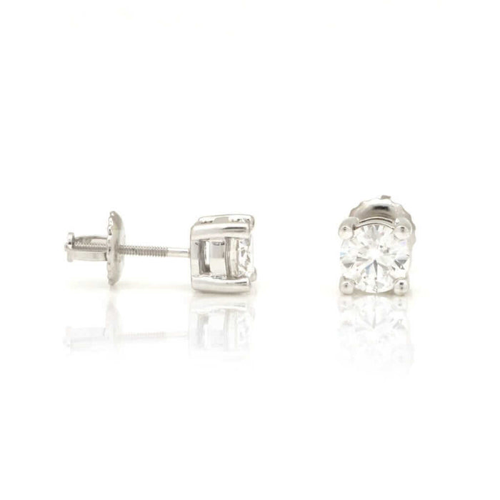 1CTW Natural Diamond 14K White Gold Round-Cut Screw Back Stud Earrings 5.3mm
