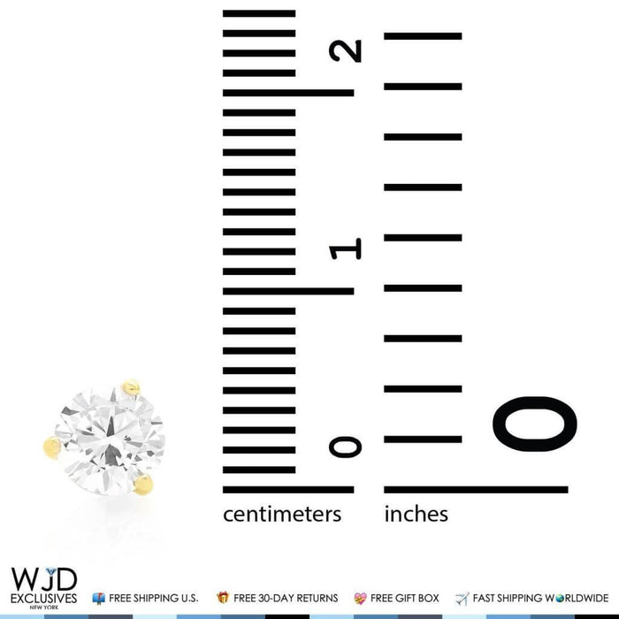 1Ct Round CZ Martini Stud Earrings 14K Yellow Gold 5mm