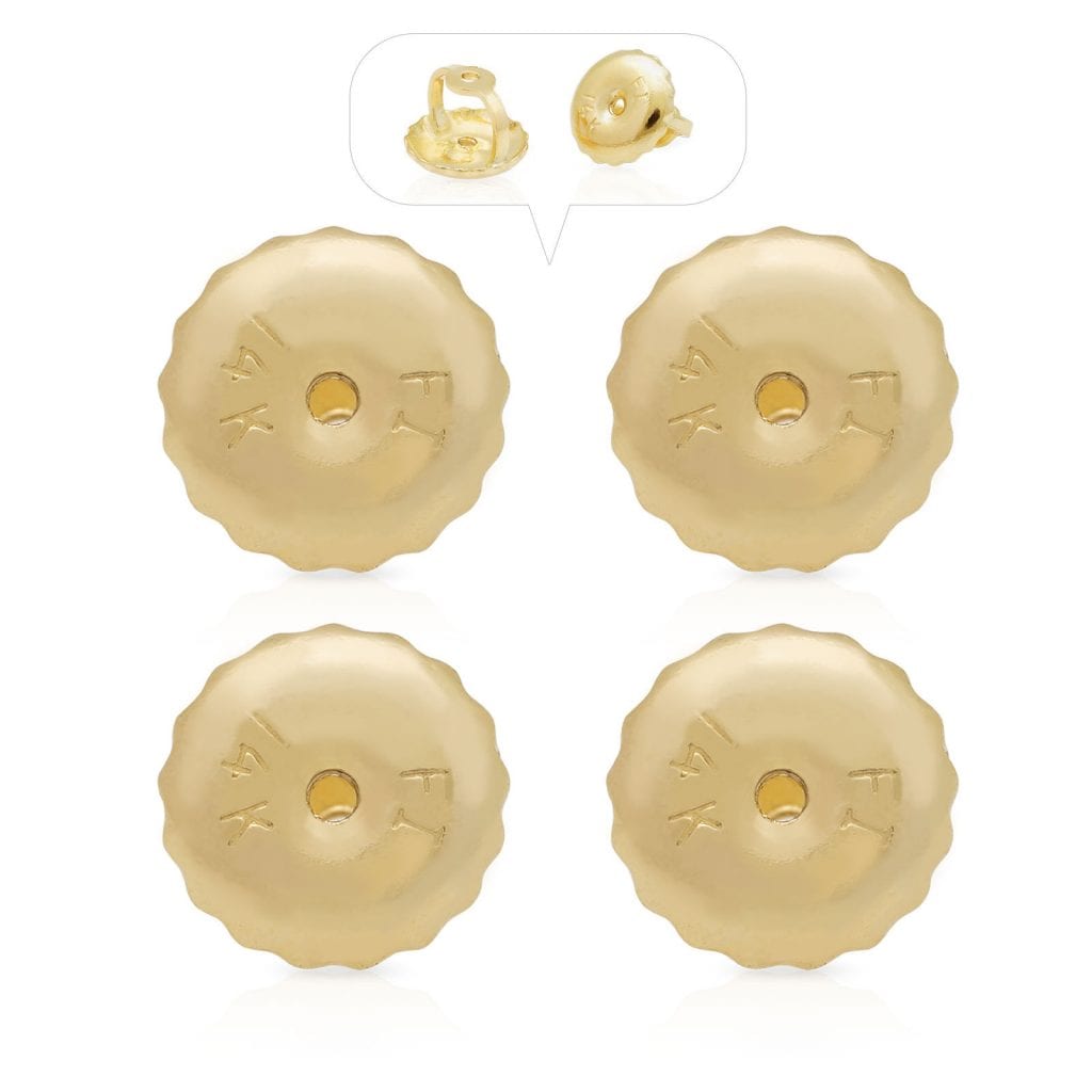 2 Pair Replacement Screw on Screw Off Earnuts Earrings Backs 14K Yellow Gold