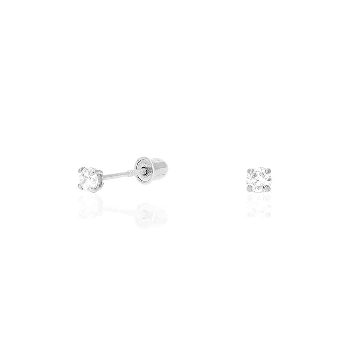 14k White Gold CZ Stud Screw Back Earrings 0.10Ct-4Ct